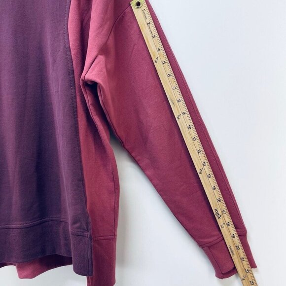 Athleta Sweater Size S Women’s Colorblock Midweight Pullover Cozy Burgundy New - Picture 10 of 13